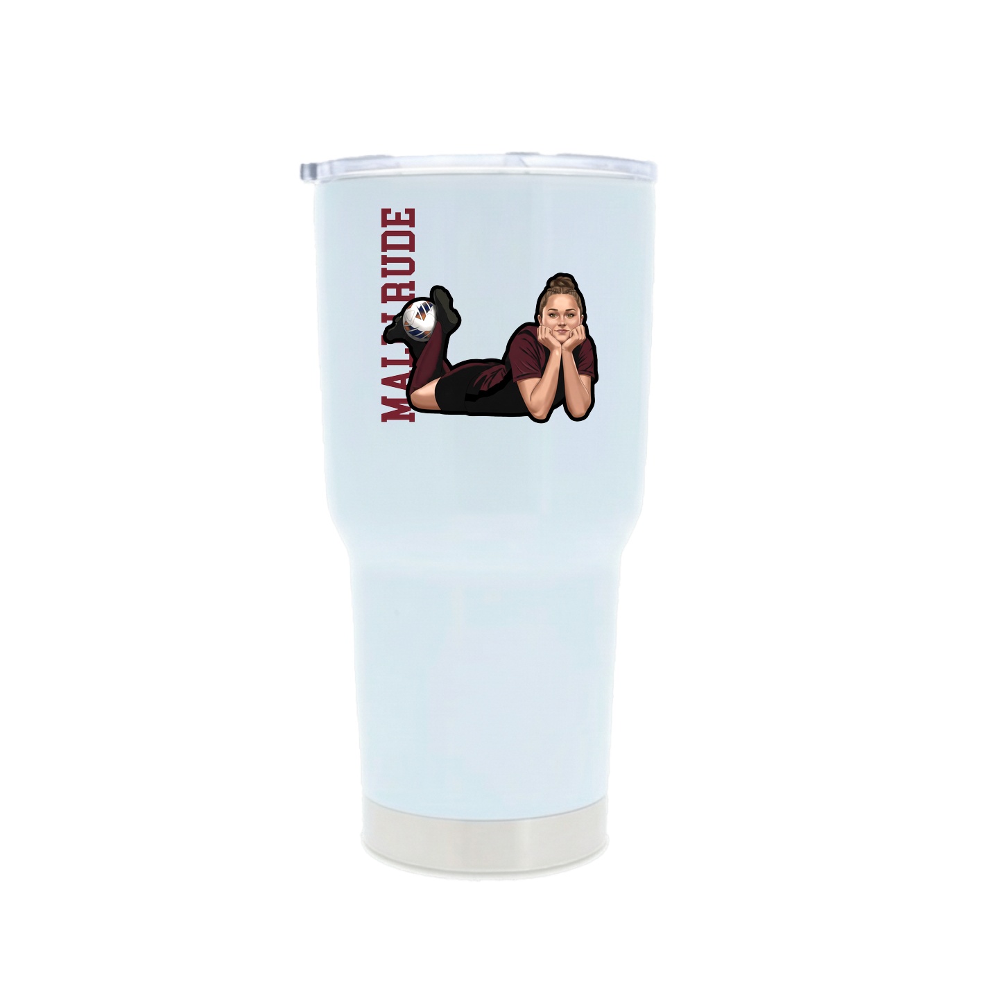 30oz Stainless Steel Tumbler — Name Vertical in White