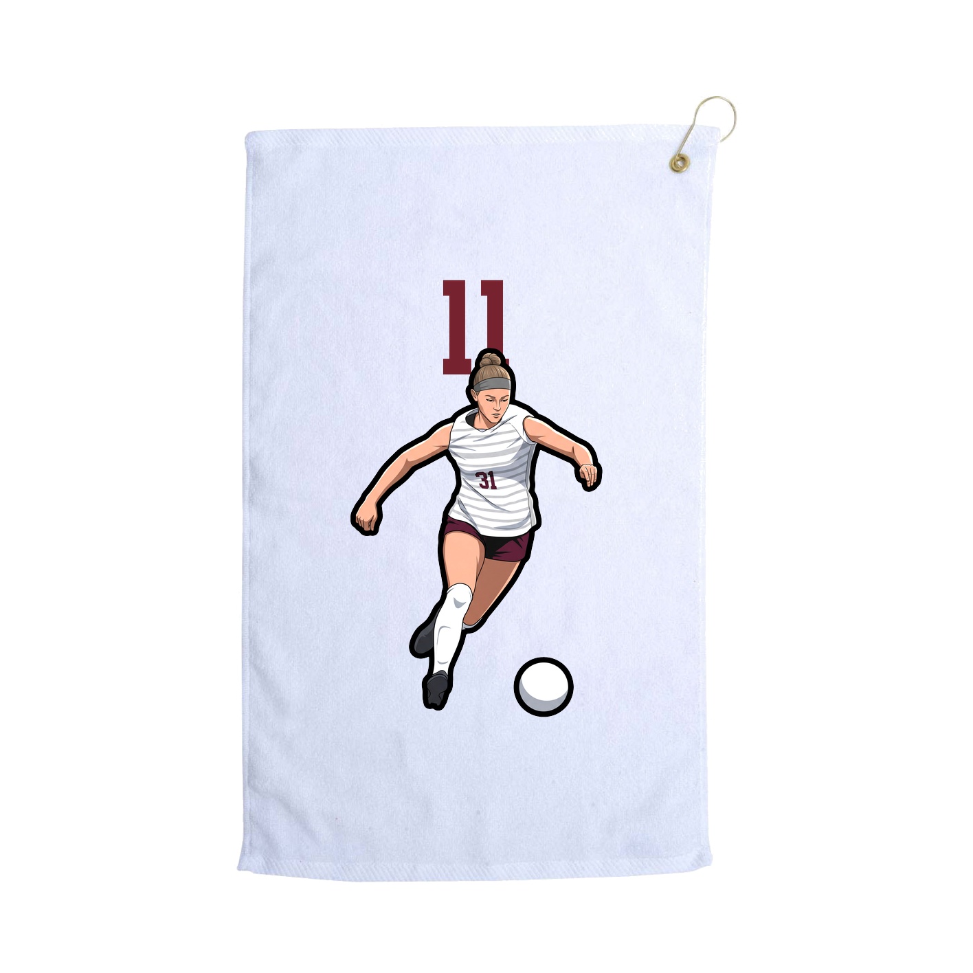 Golf Towel — Number Top in White