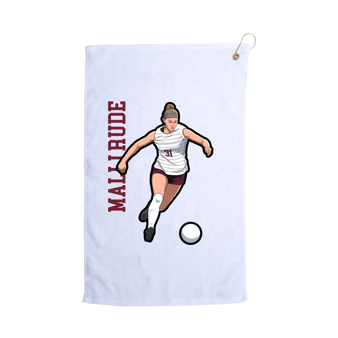 Golf Towel — Name Vertical in White