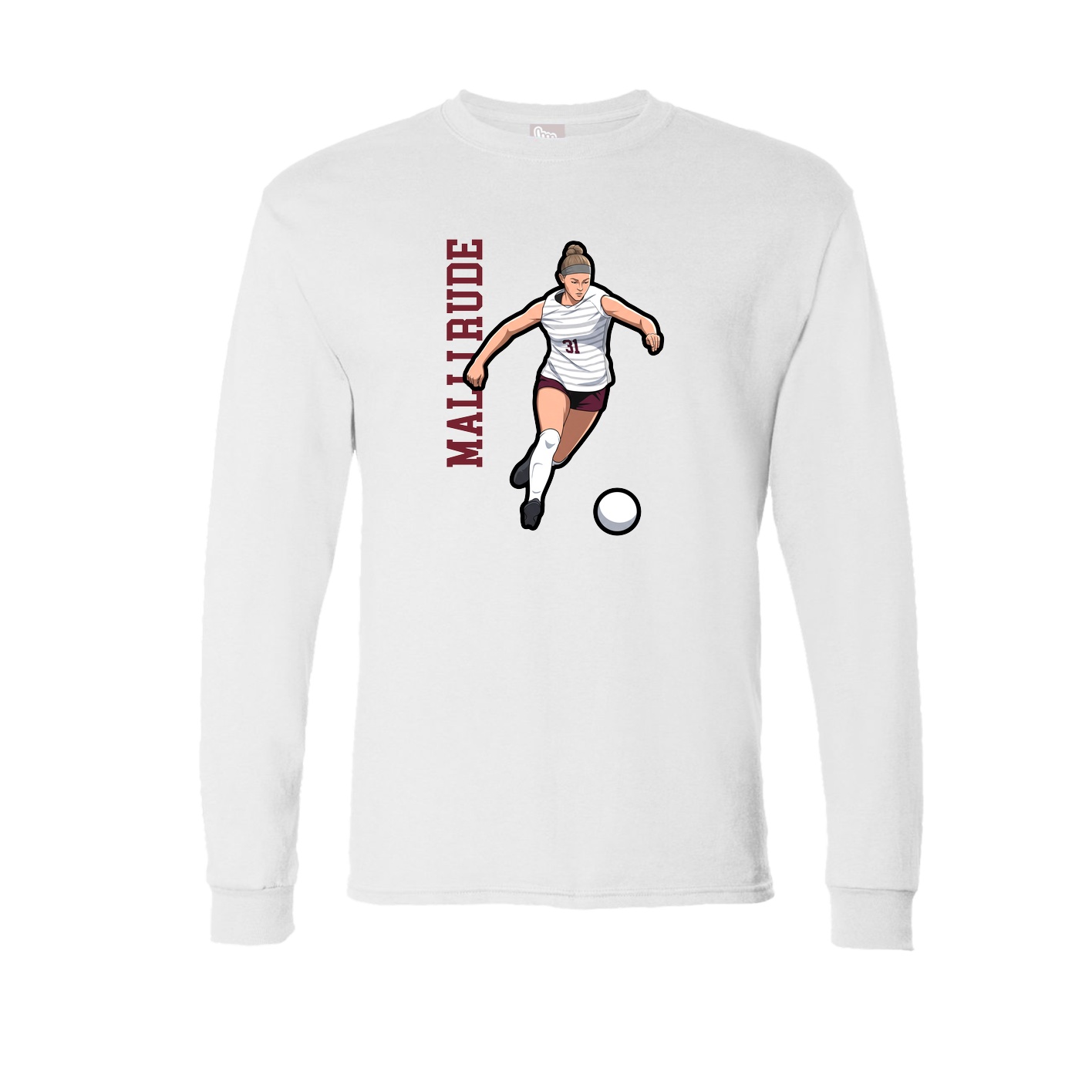 Long Sleeve Tee — Name Vertical in White