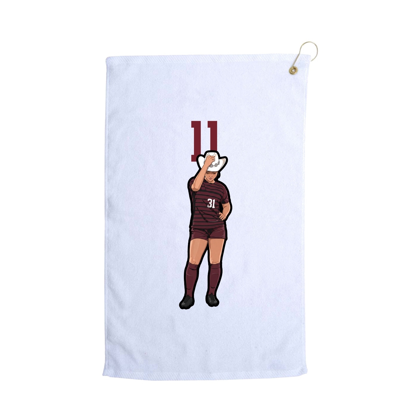 Golf Towel — Number Top in White