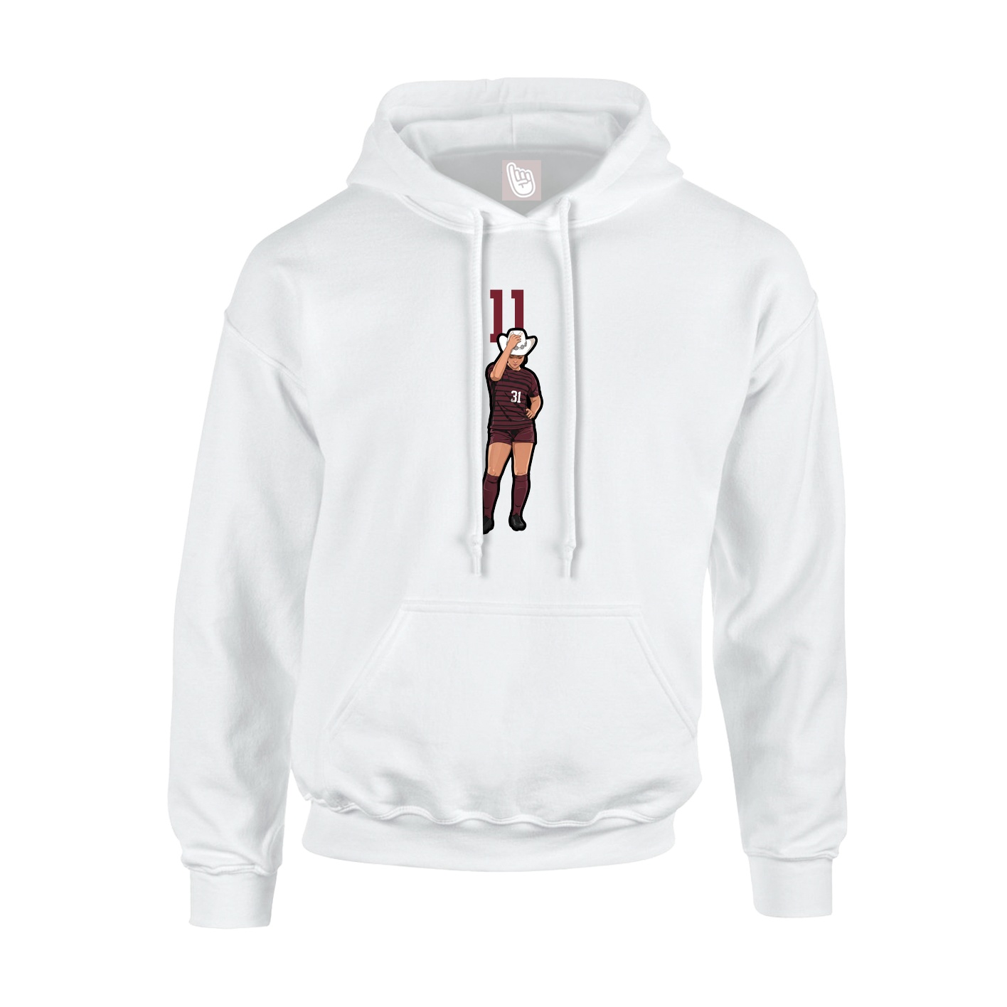 Youth Hoodie — Number Top in White
