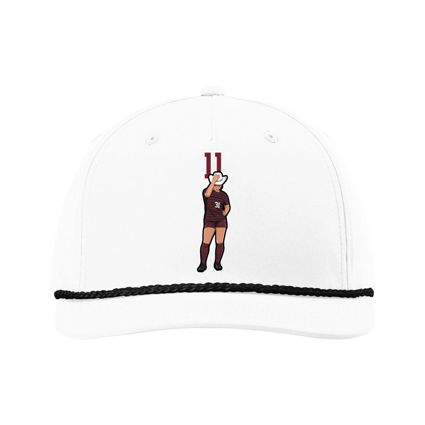 Five-Panel Classic Rope Cap — Number Top in White