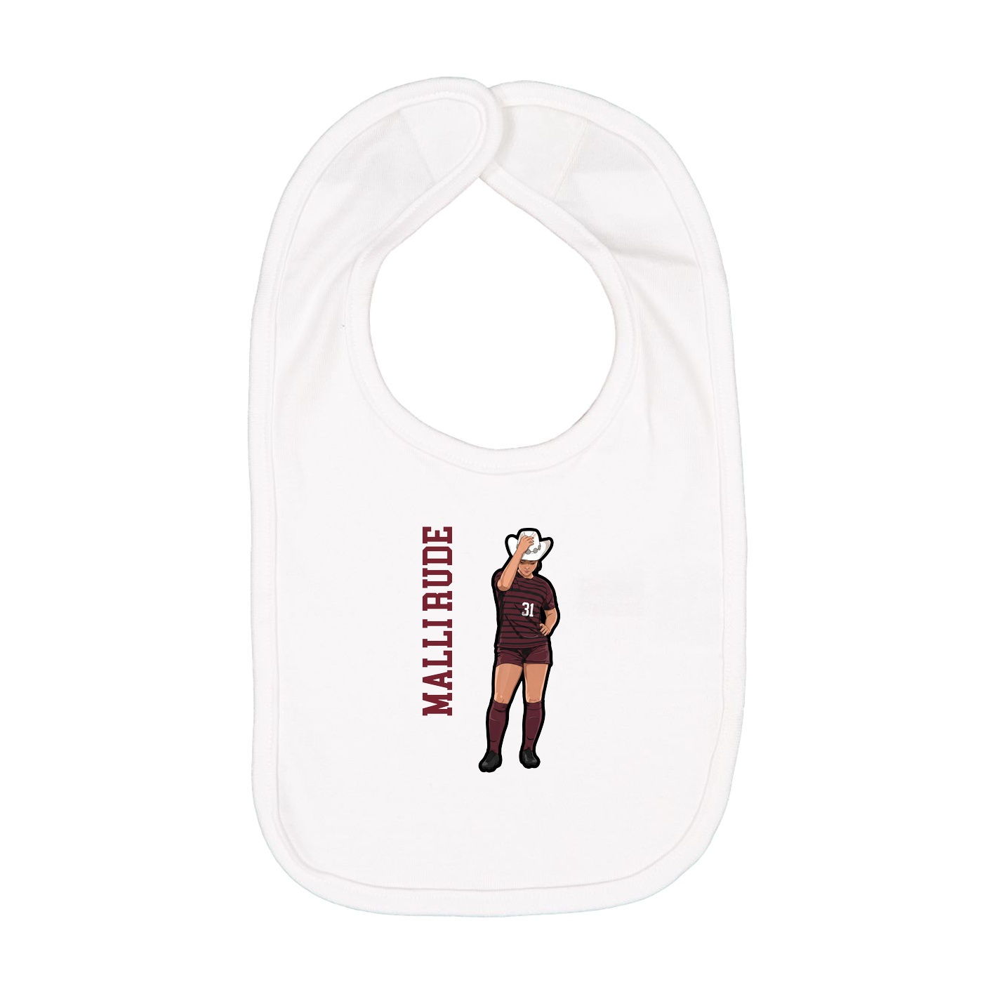 Infant Bib — Name Vertical in White