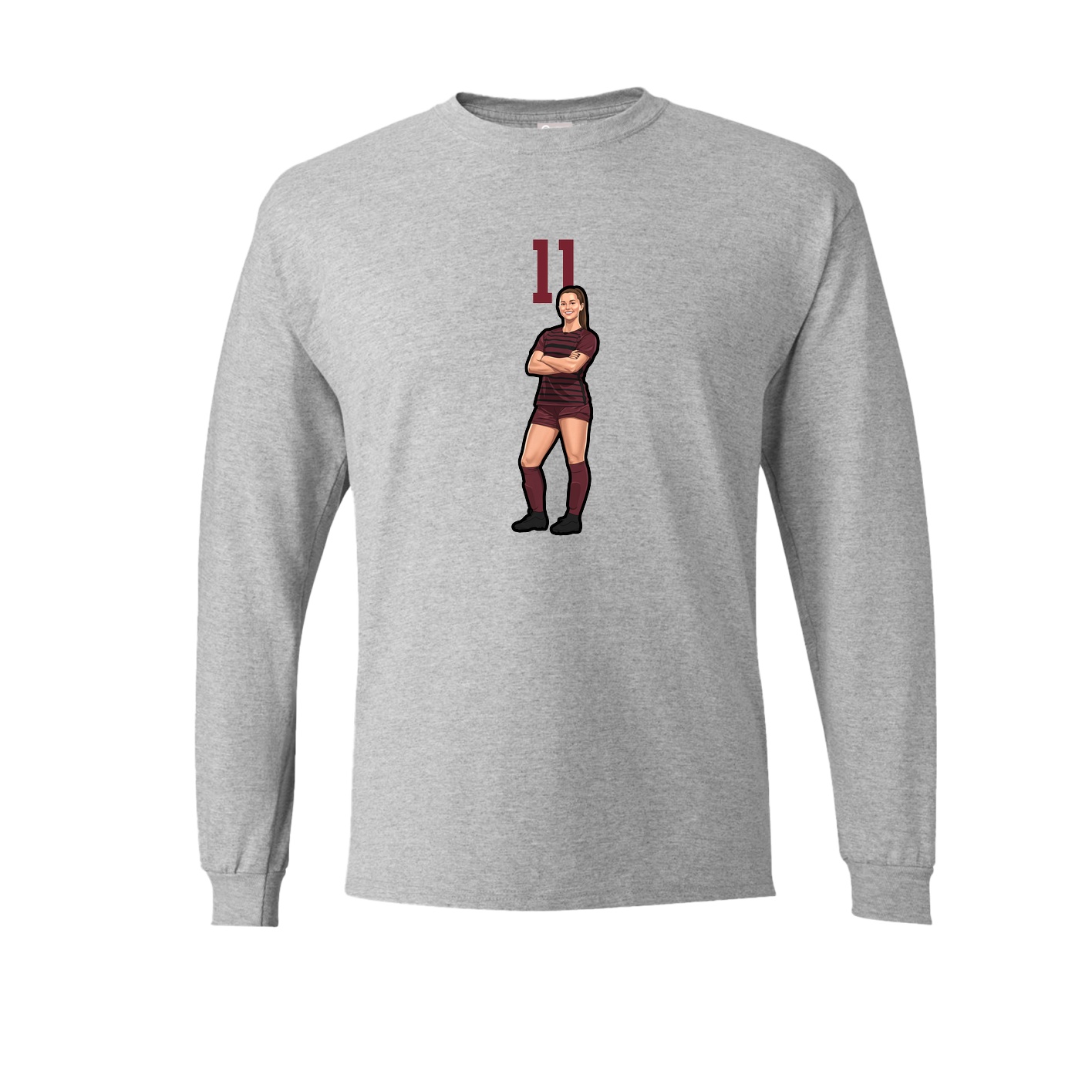 Long Sleeve Tee — Number Top in Grey