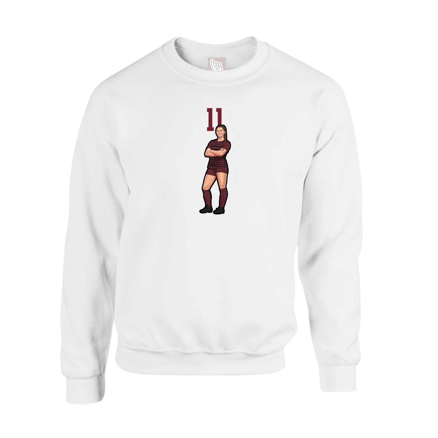 Fleece Crew — Number Top in White