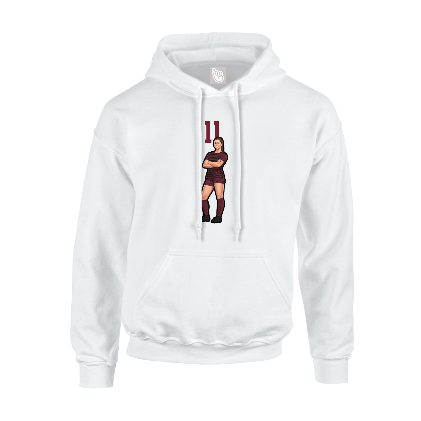 Youth Hoodie — Number Top in White