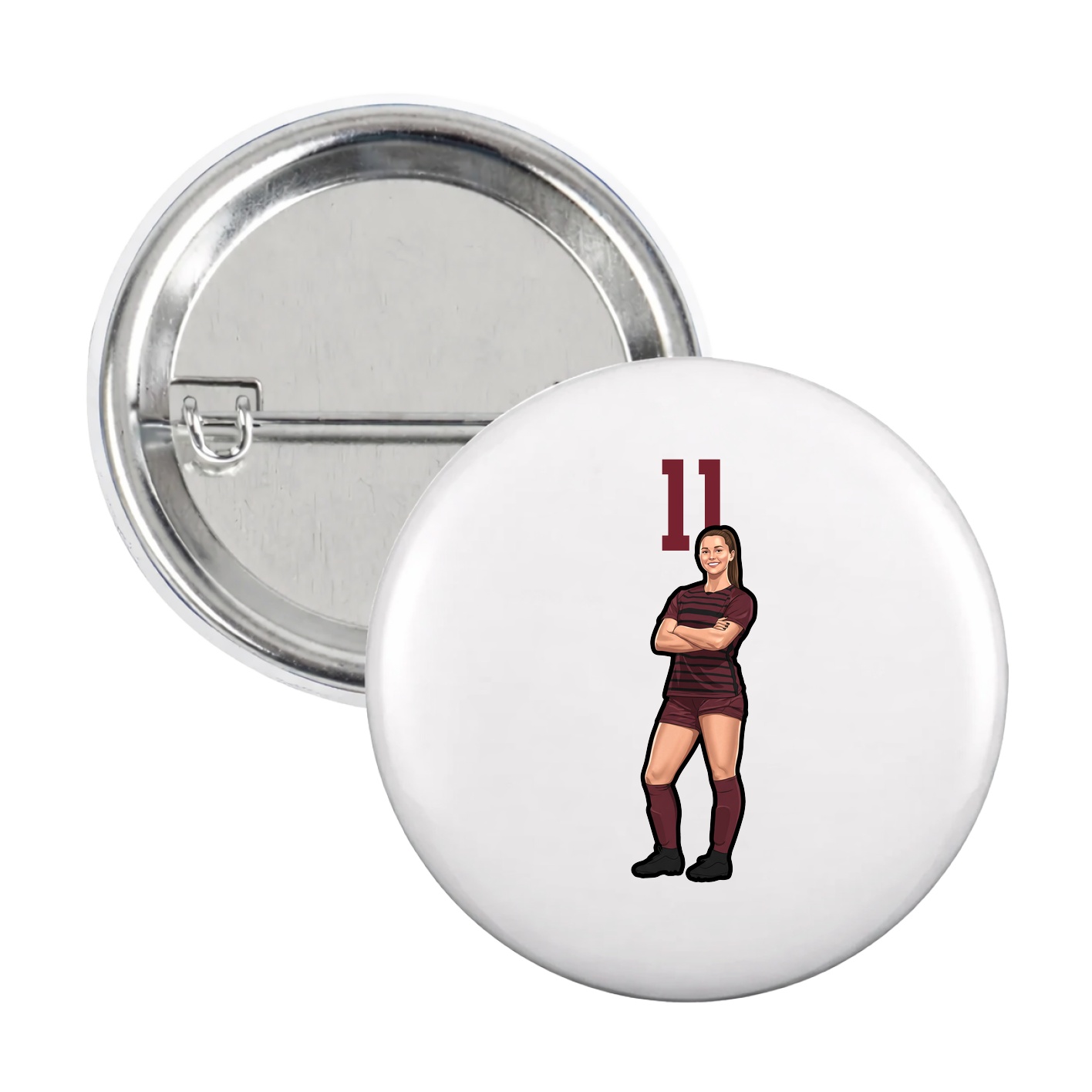 Game Day Button — Number Top in White