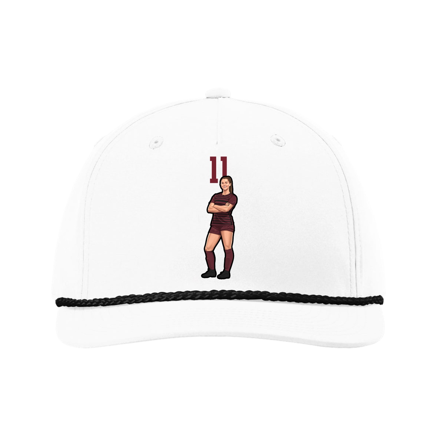 Five-Panel Classic Rope Cap — Number Top in White
