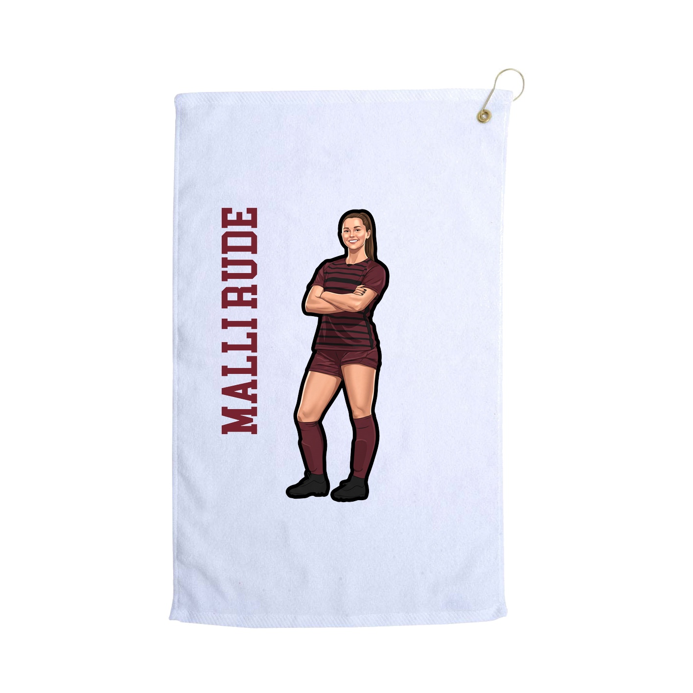 Golf Towel — Name Vertical in White