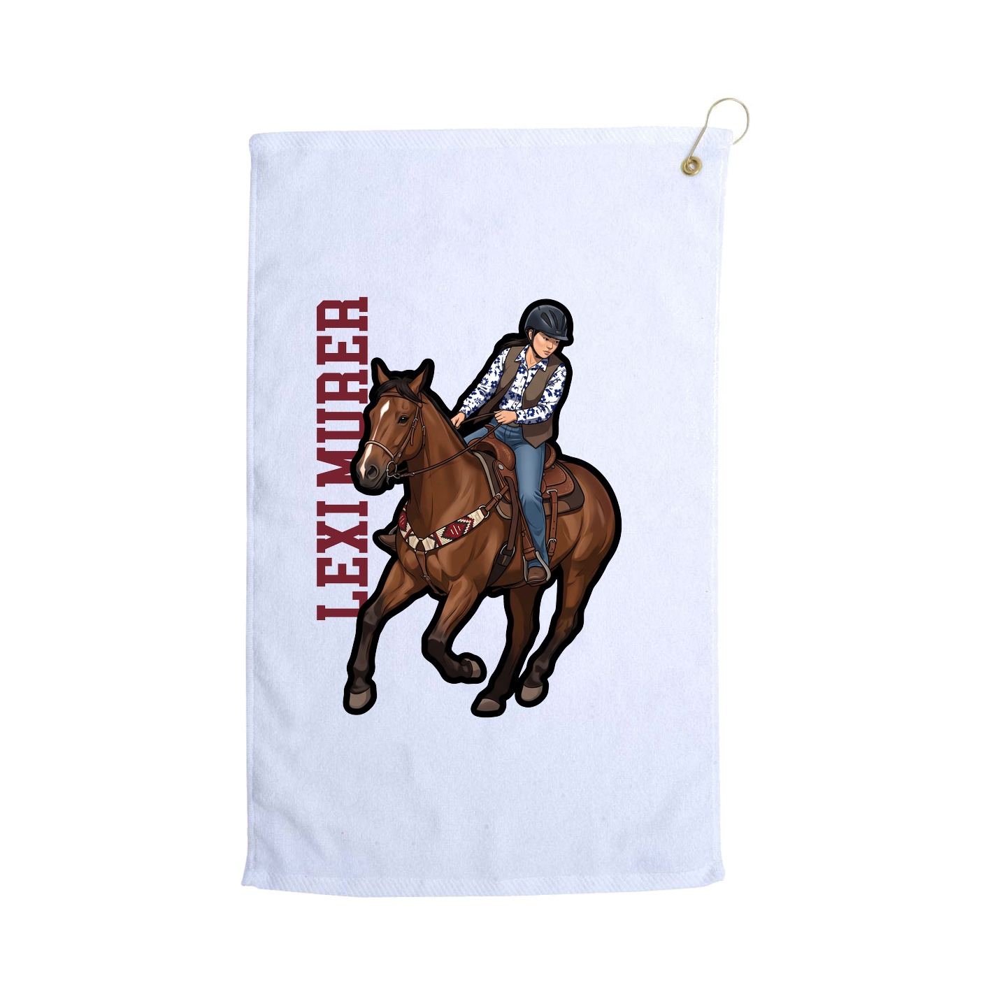 Golf Towel — Name Vertical in White