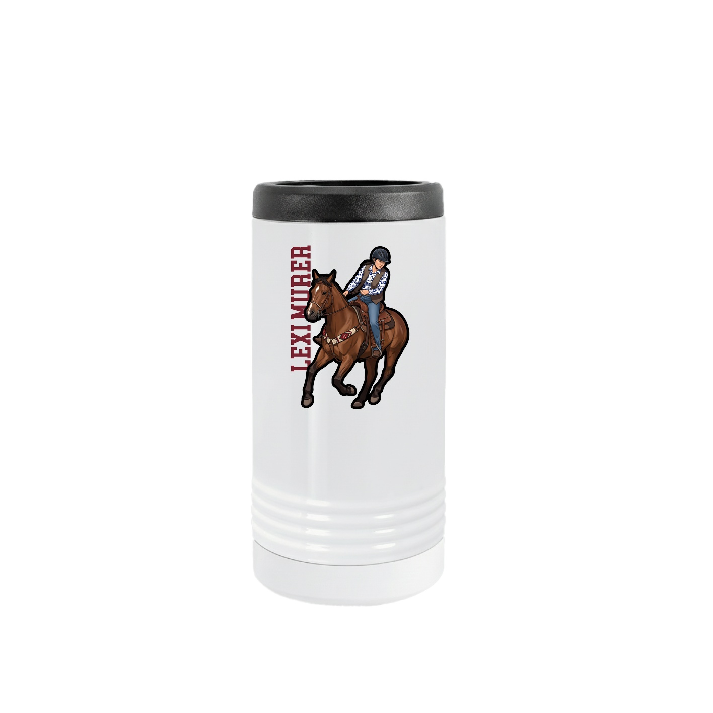 Slim Beverage Holder — Name Vertical in White