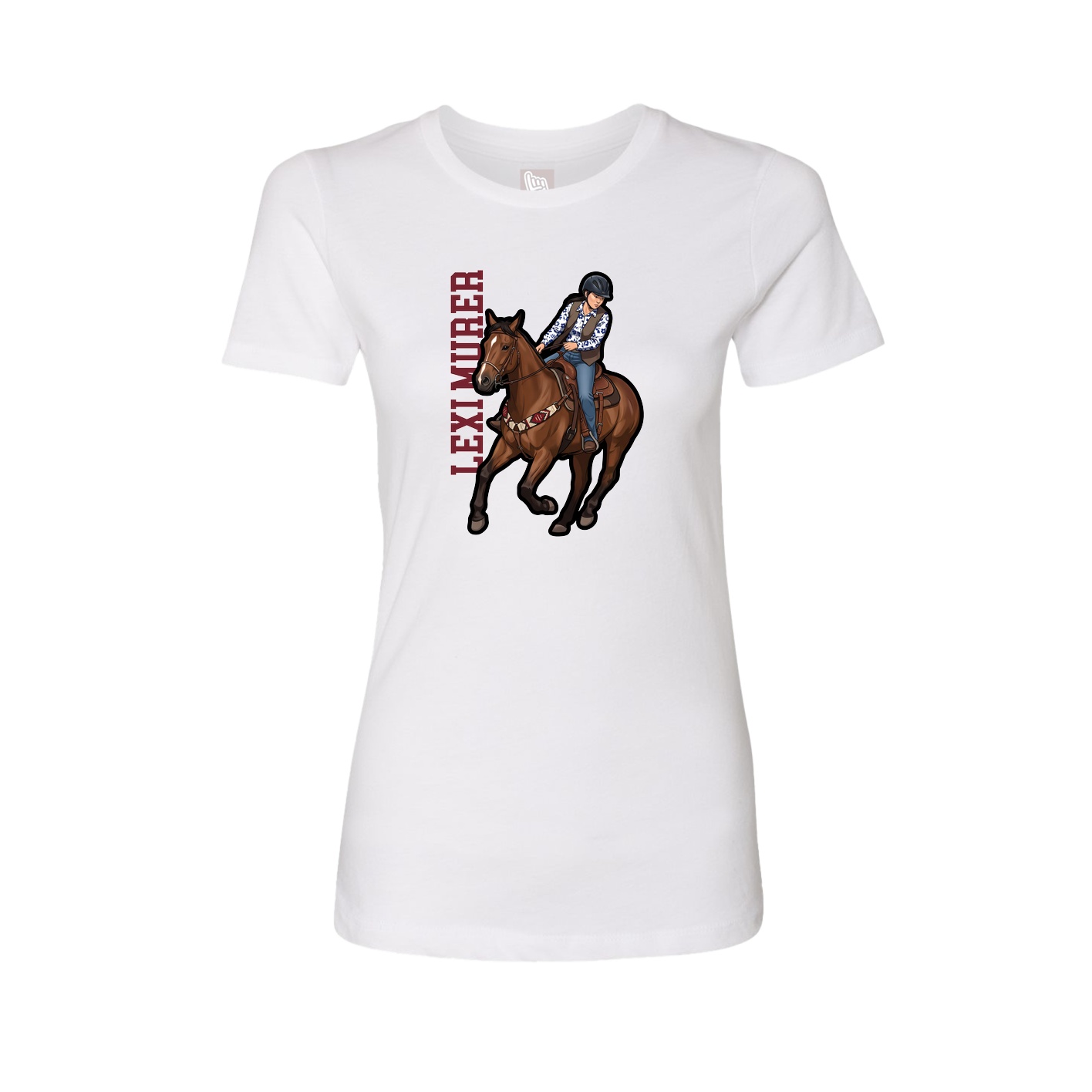 Fitted Women's Tee — Name Vertical in White