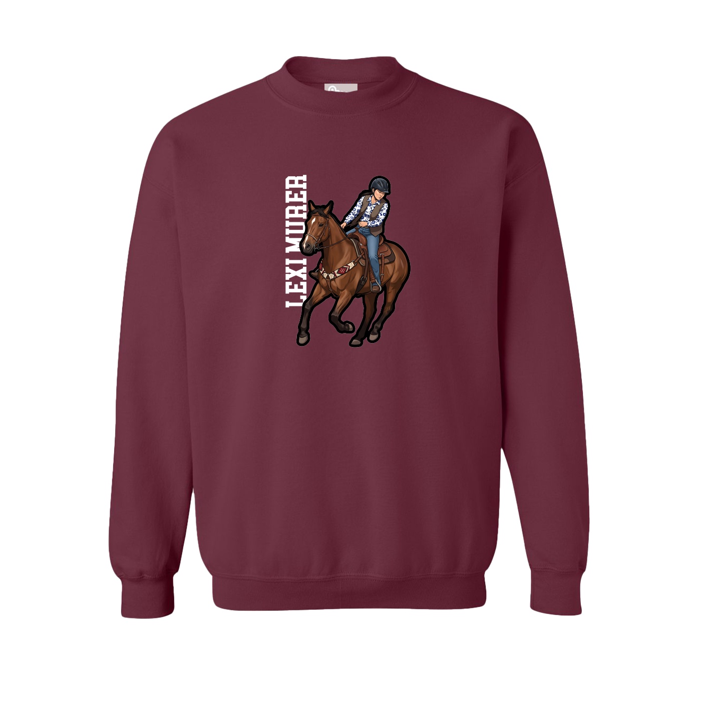 Fleece Crew — Name Vertical in Maroon