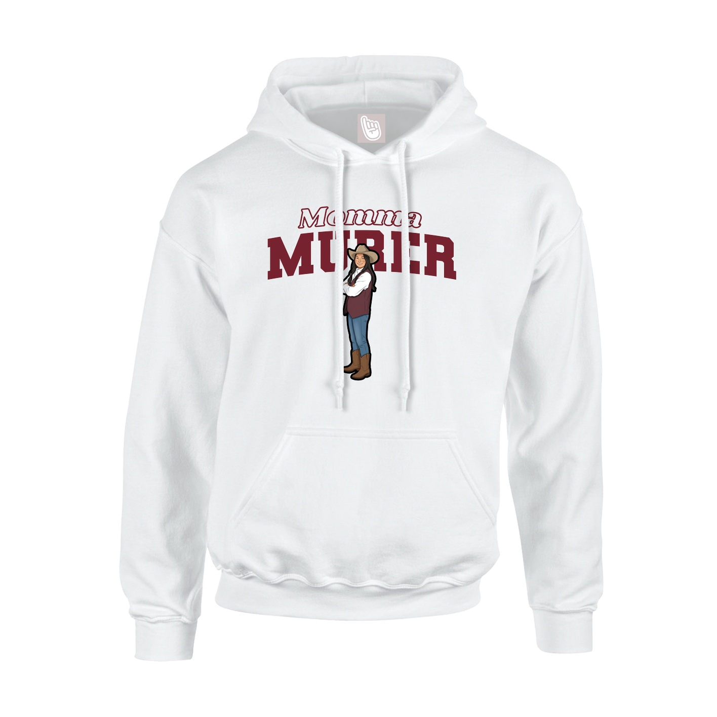 Youth Hoodie — Mothers Day Block in White