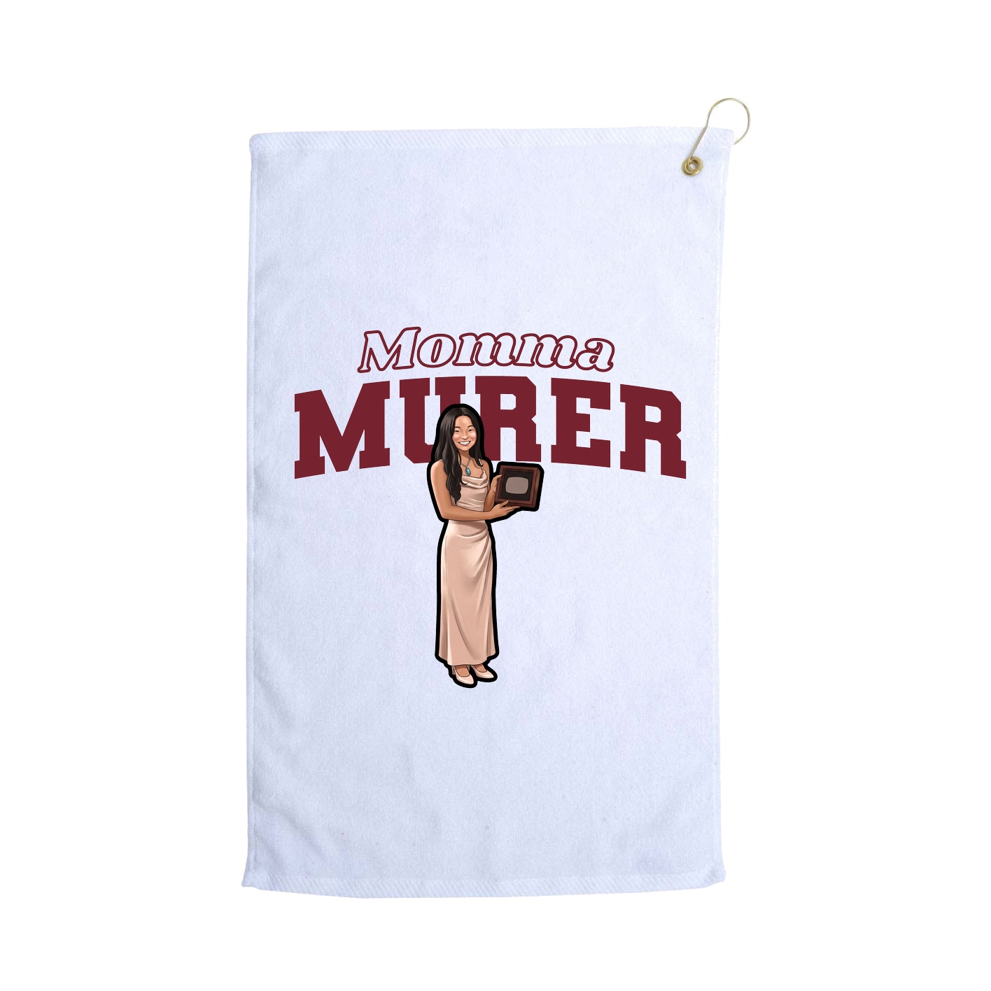 Golf Towel — Mothers Day Block in White