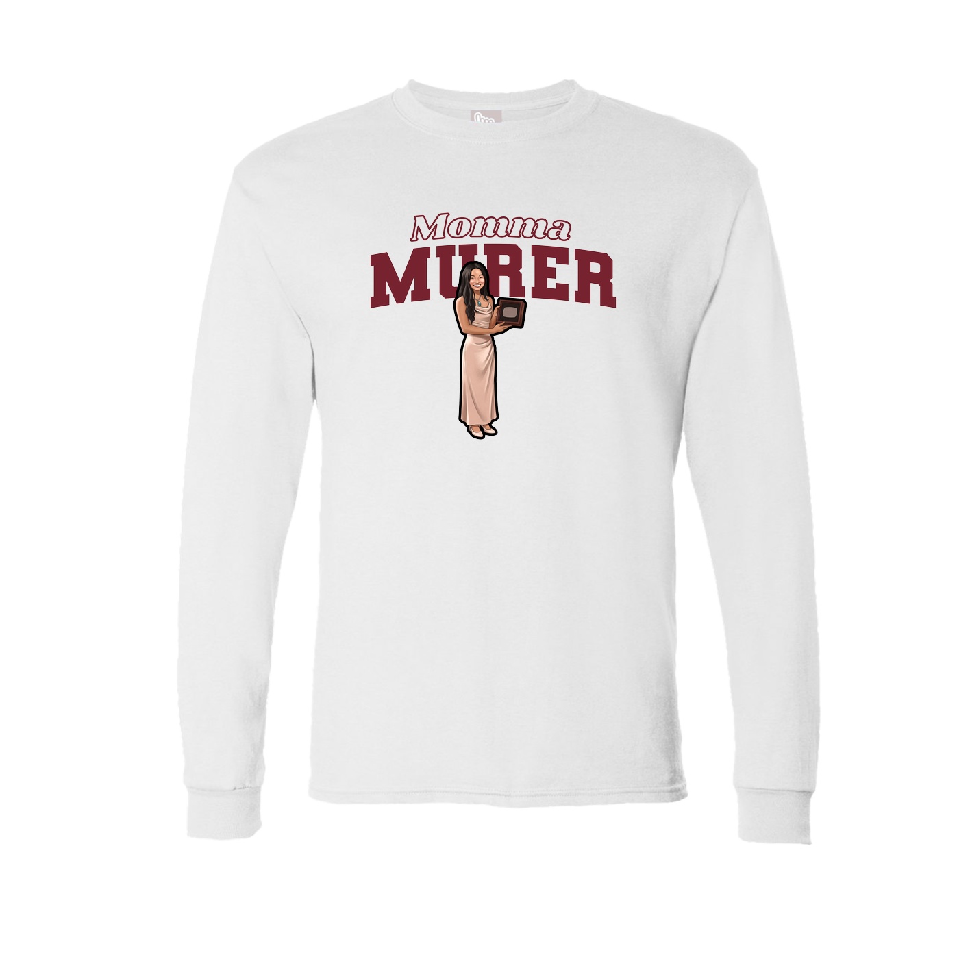 Long Sleeve Tee — Mothers Day Block in White