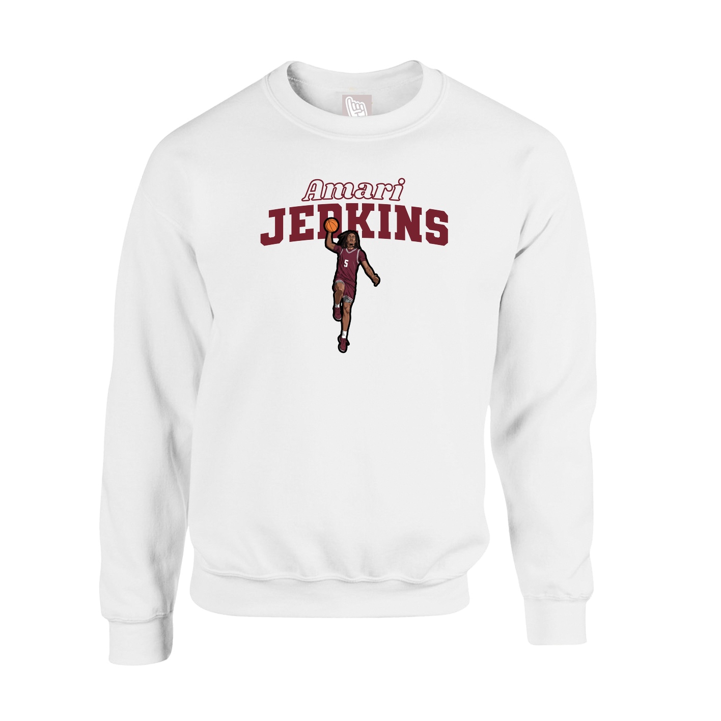 Fleece Crew — Name Arch in White