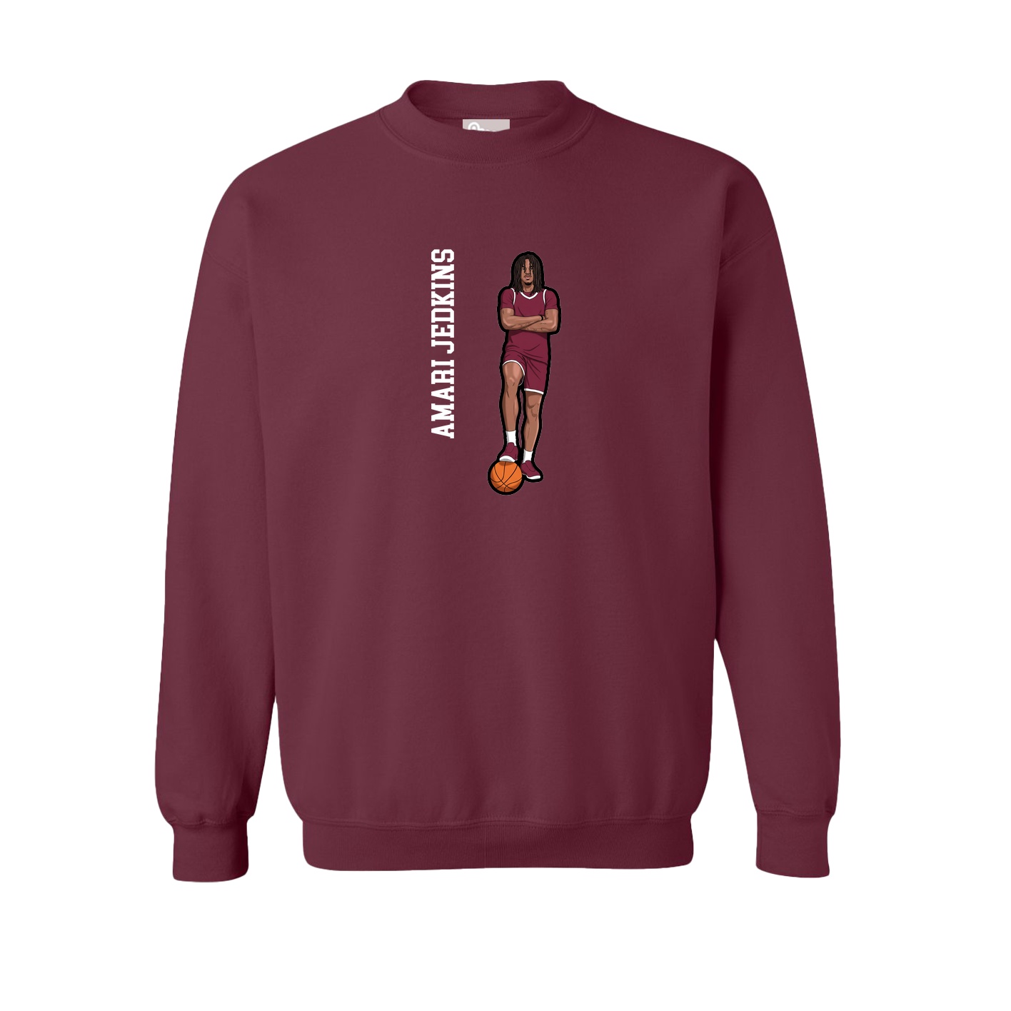 Fleece Crew — Name Vertical in Maroon