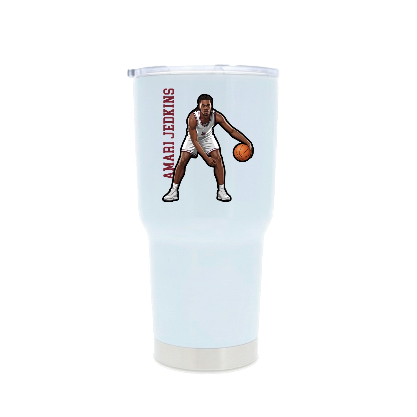 30oz Stainless Steel Tumbler — Name Vertical in White