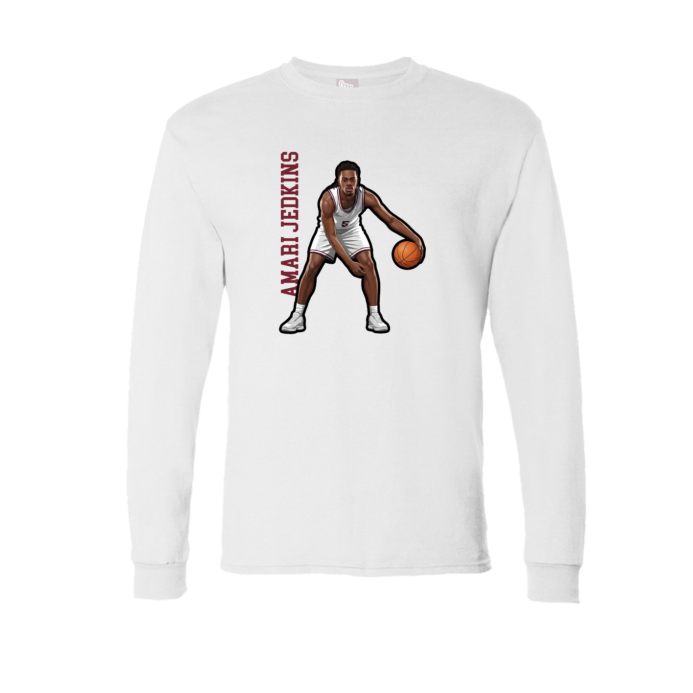 Long Sleeve Tee — Name Vertical in White