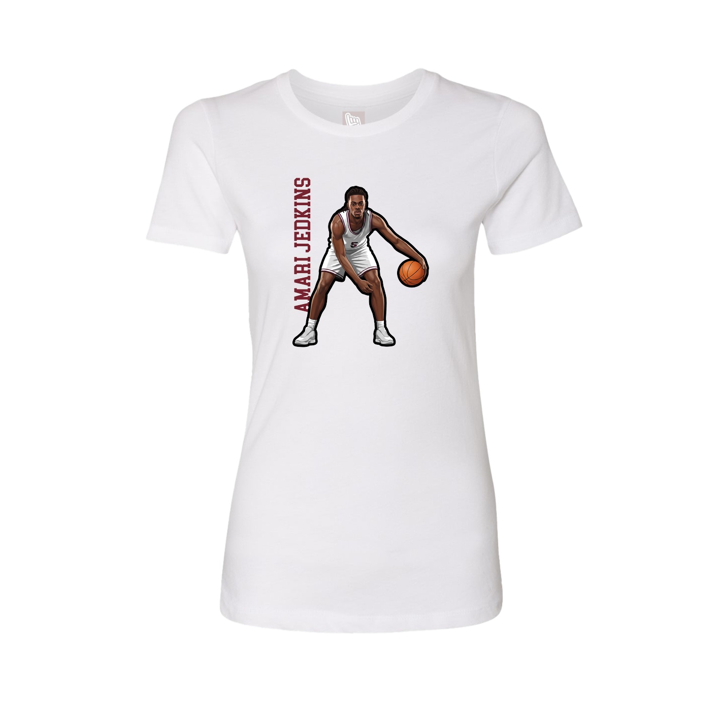 Womens Tee — Name Vertical in White
