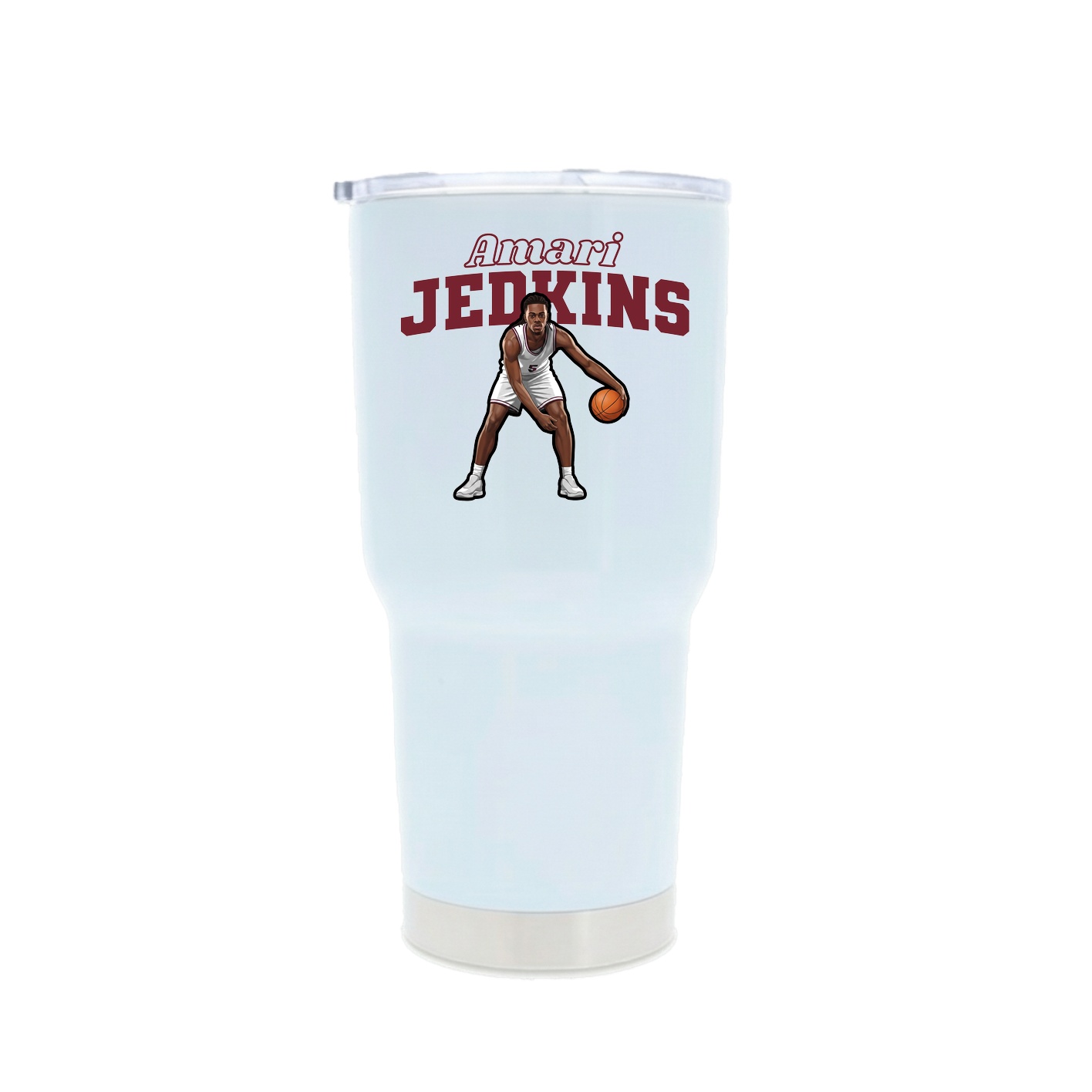 30oz Stainless Steel Tumbler — Name Arch in White