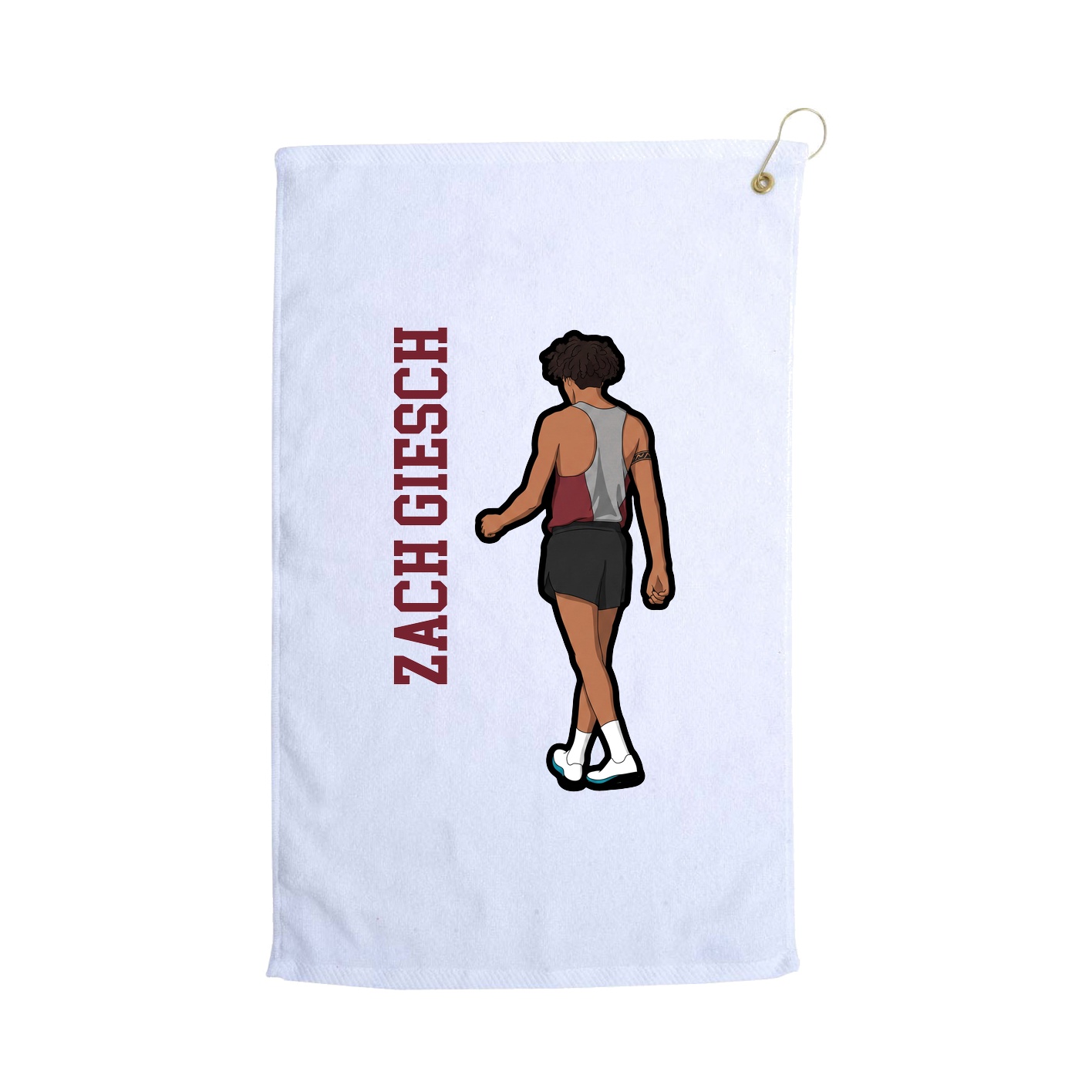 Golf Towel — Name Vertical in White