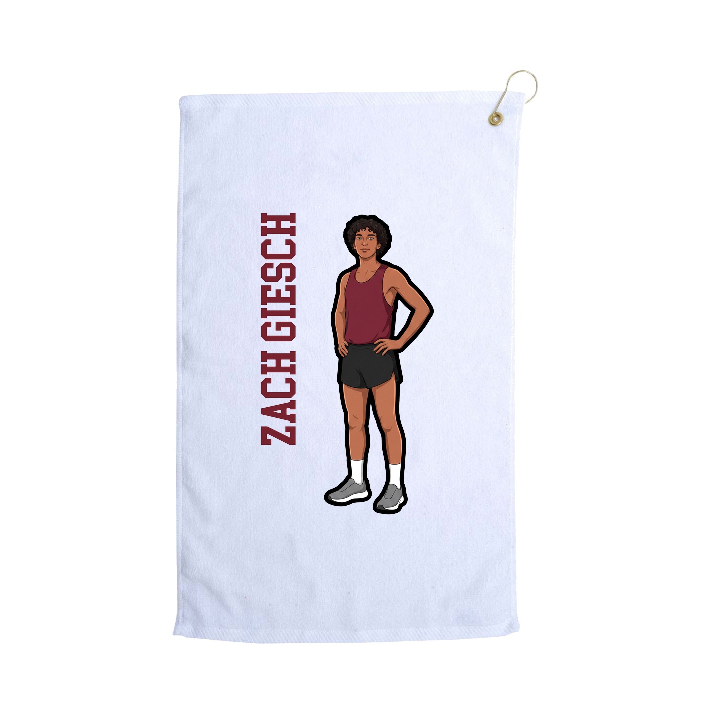 Golf Towel — Name Vertical in White