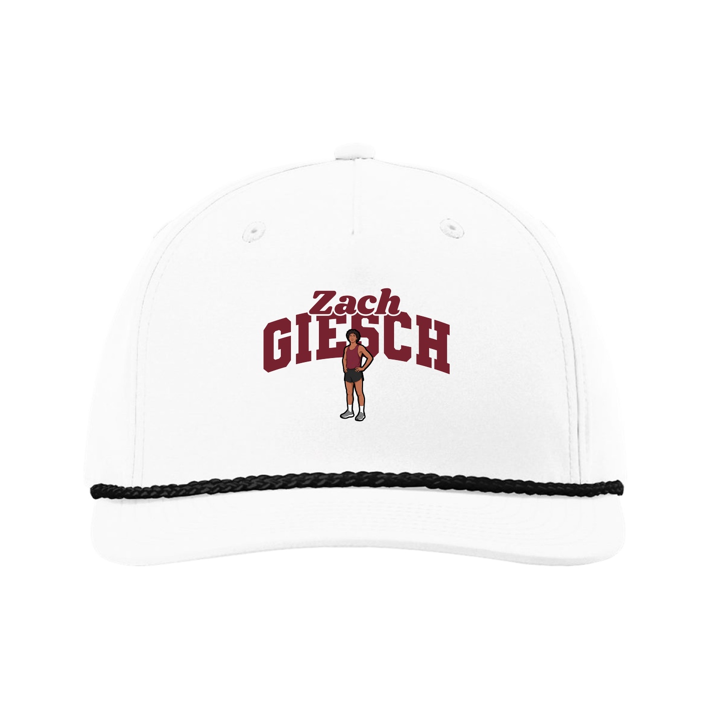 Five-Panel Classic Rope Cap — Signature Arch in White