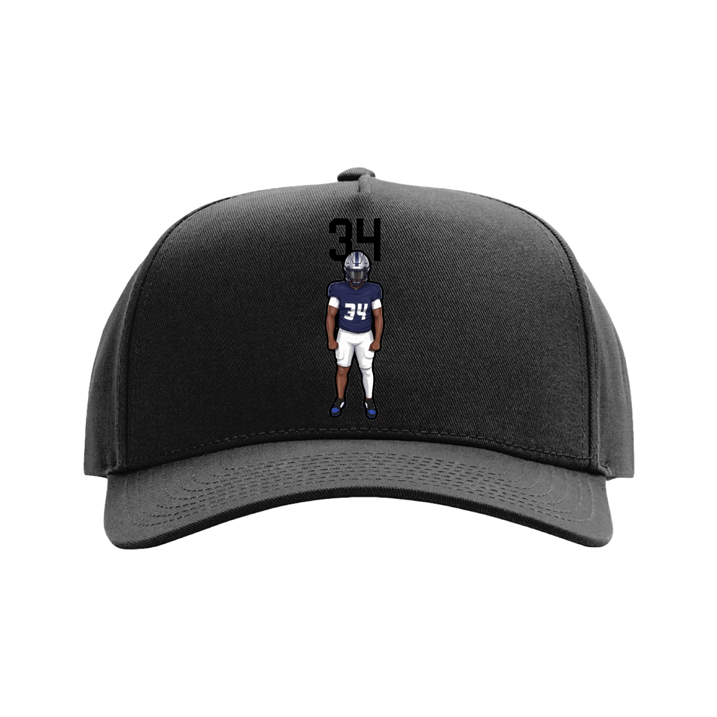 Full Fabric Five-Panel Champ Cap — Number Top in Black