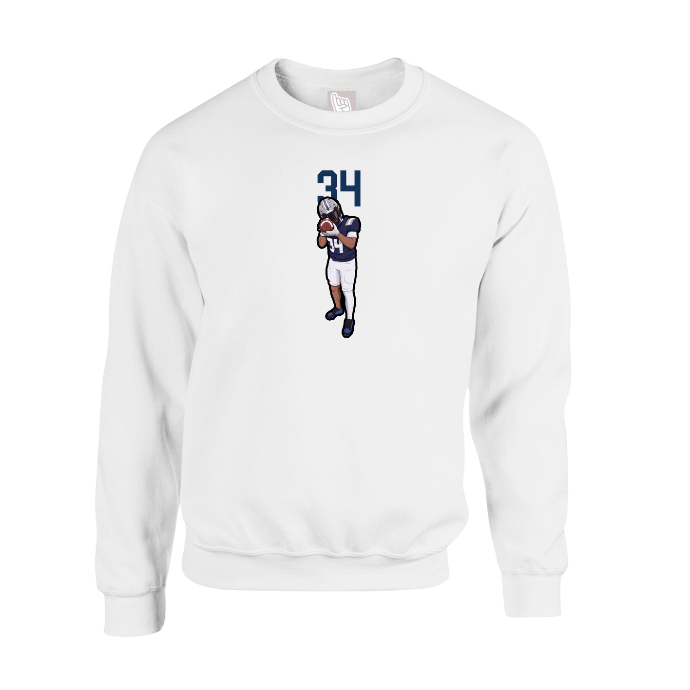 Fleece Crew — Number Top in White