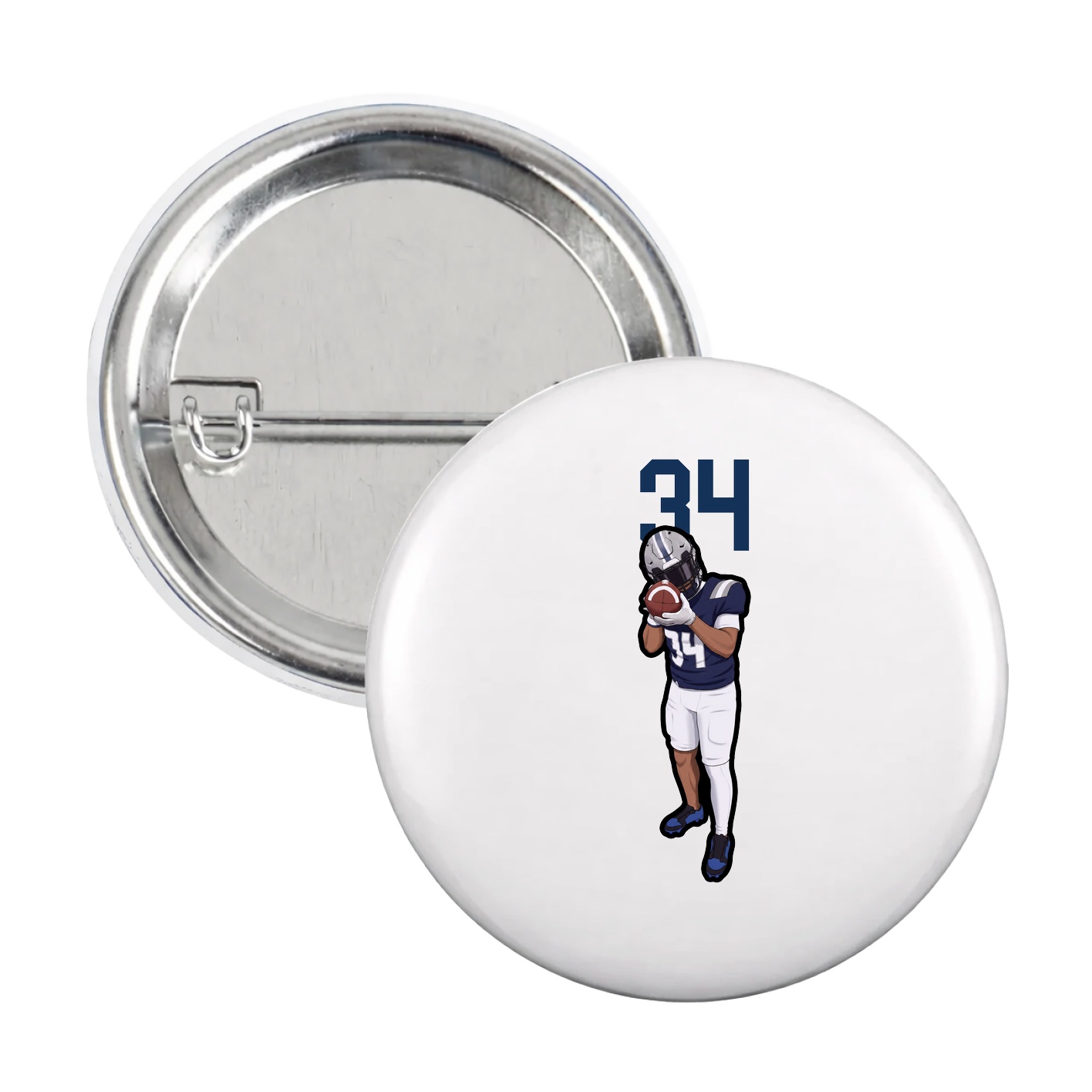 Game Day Button — Number Top in White