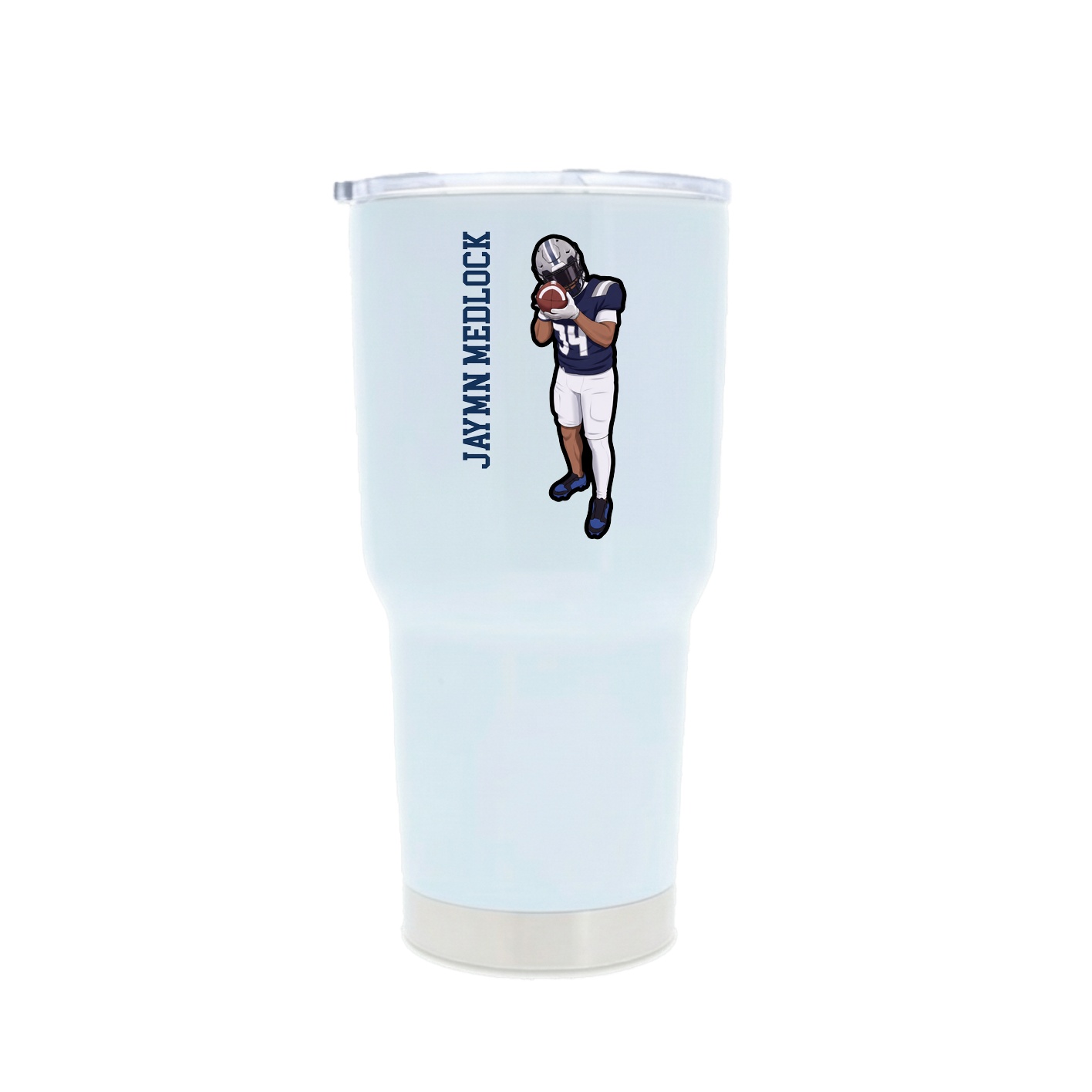 30oz Stainless Steel Tumbler — Name Vertical in White