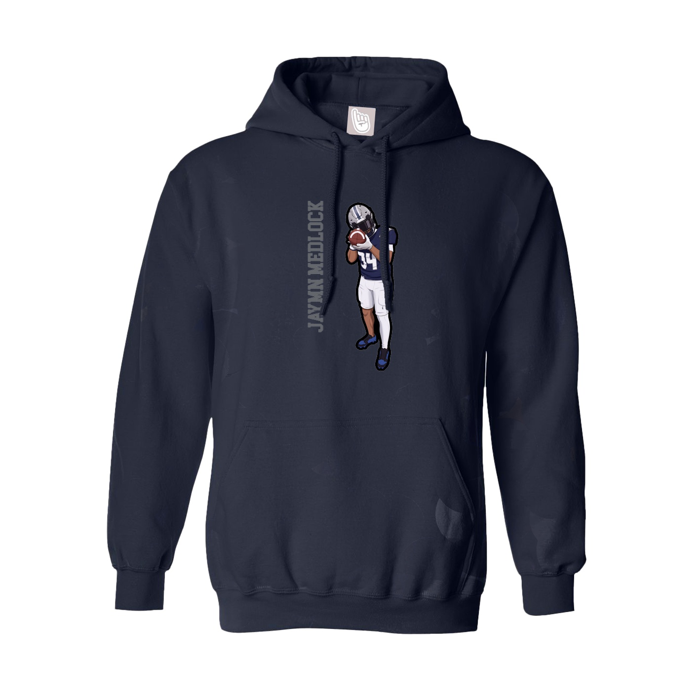 Youth Hoodie — Name Vertical in Navy