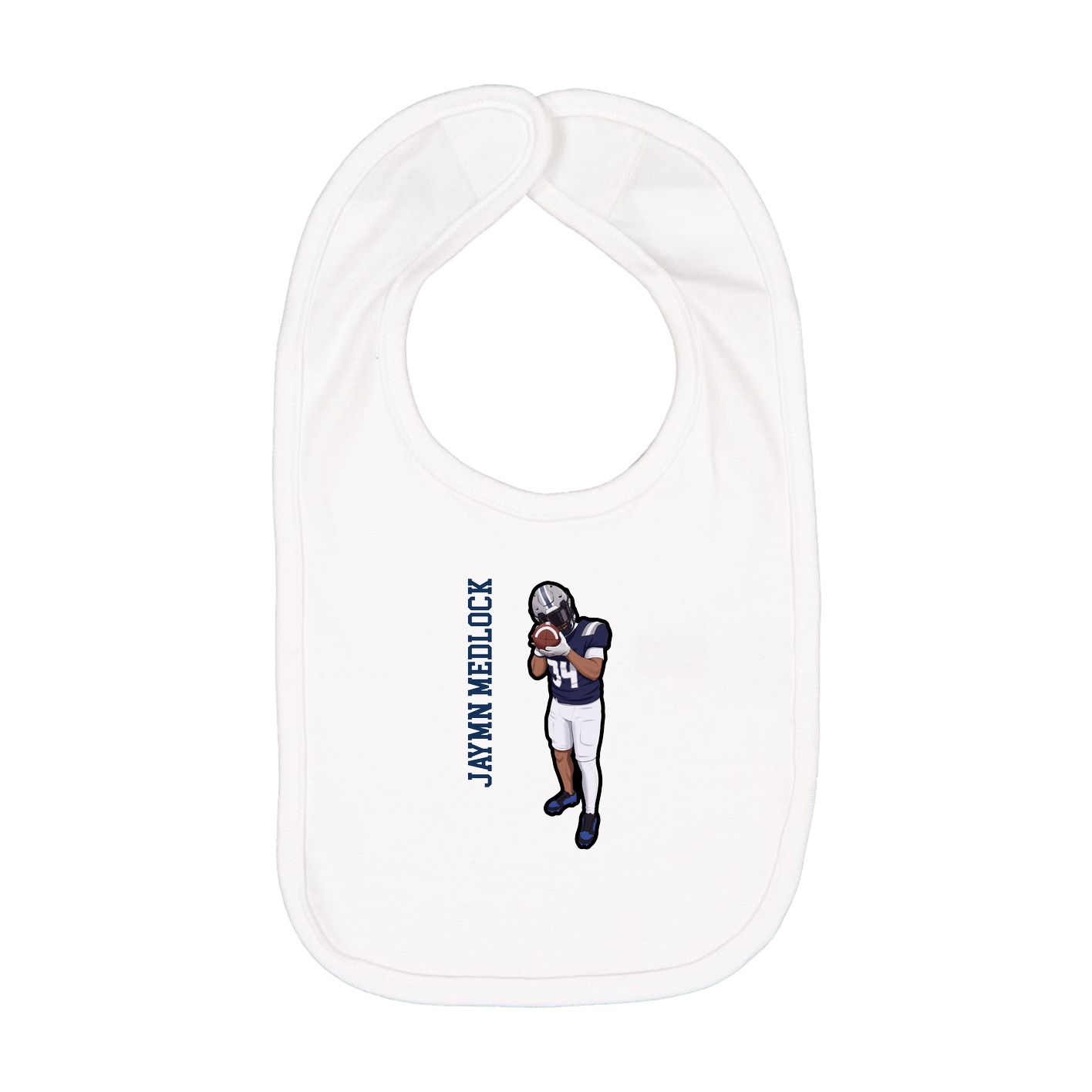 Infant Bib — Name Vertical in White