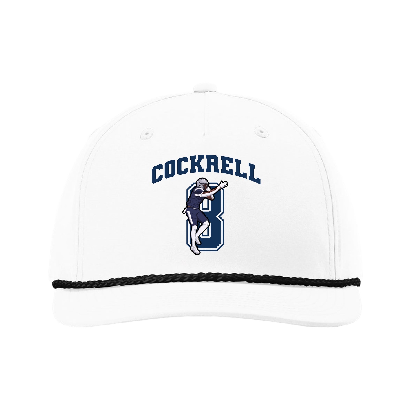 Five-Panel Classic Rope Cap — Number in White