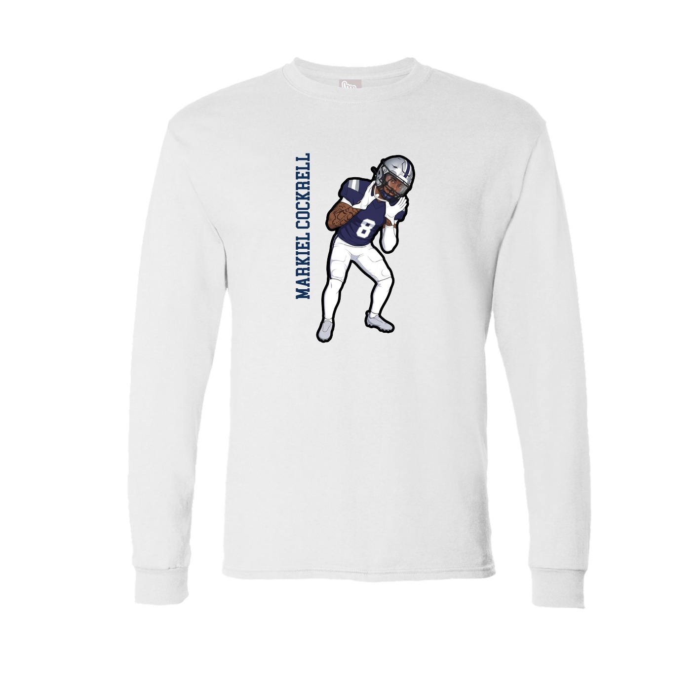 Long Sleeve Tee — Name Vertical in White