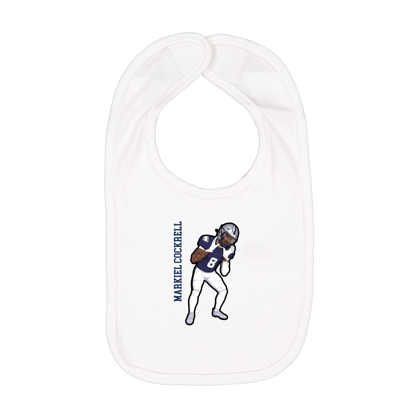 Infant Bib — Name Vertical in White