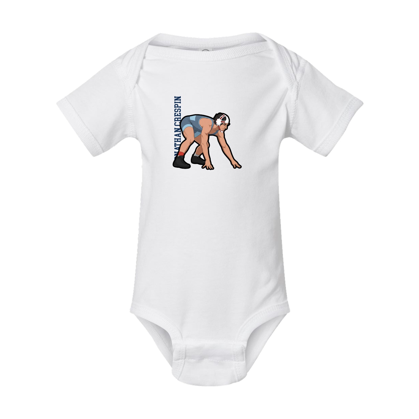 Baby Onesie — Name Vertical in White