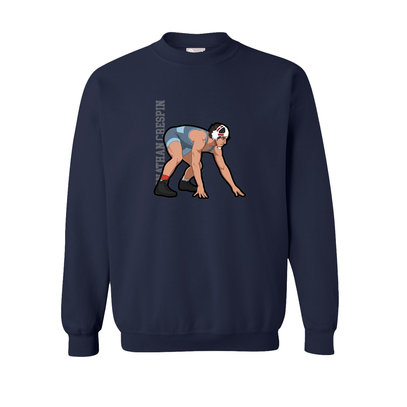 Fleece Crew — Name Vertical in Navy