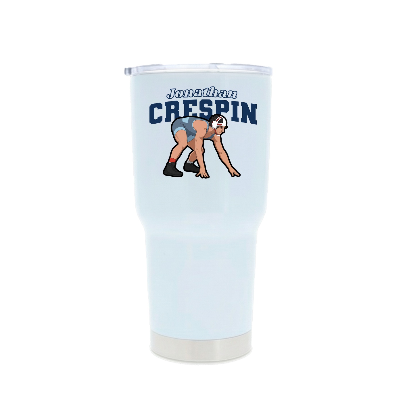 30oz Stainless Steel Tumbler — Name Arch in White