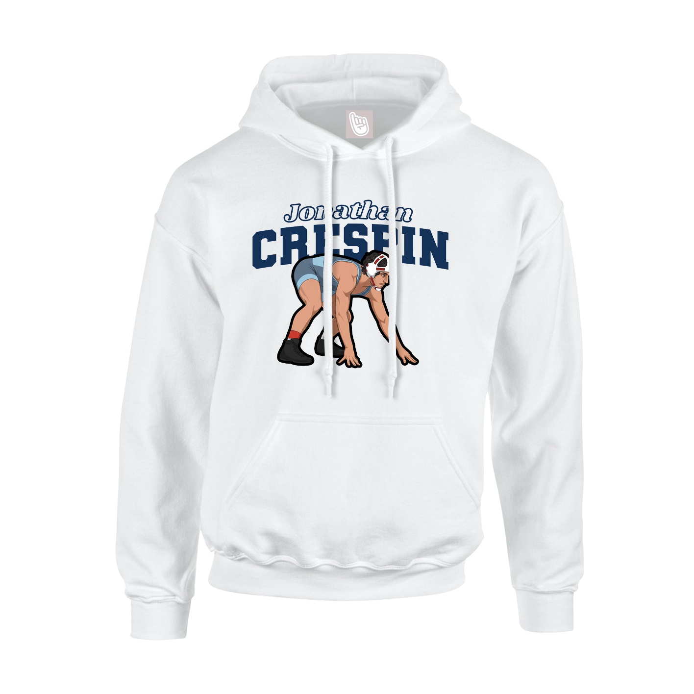 Youth Hoodie — Name Arch in White