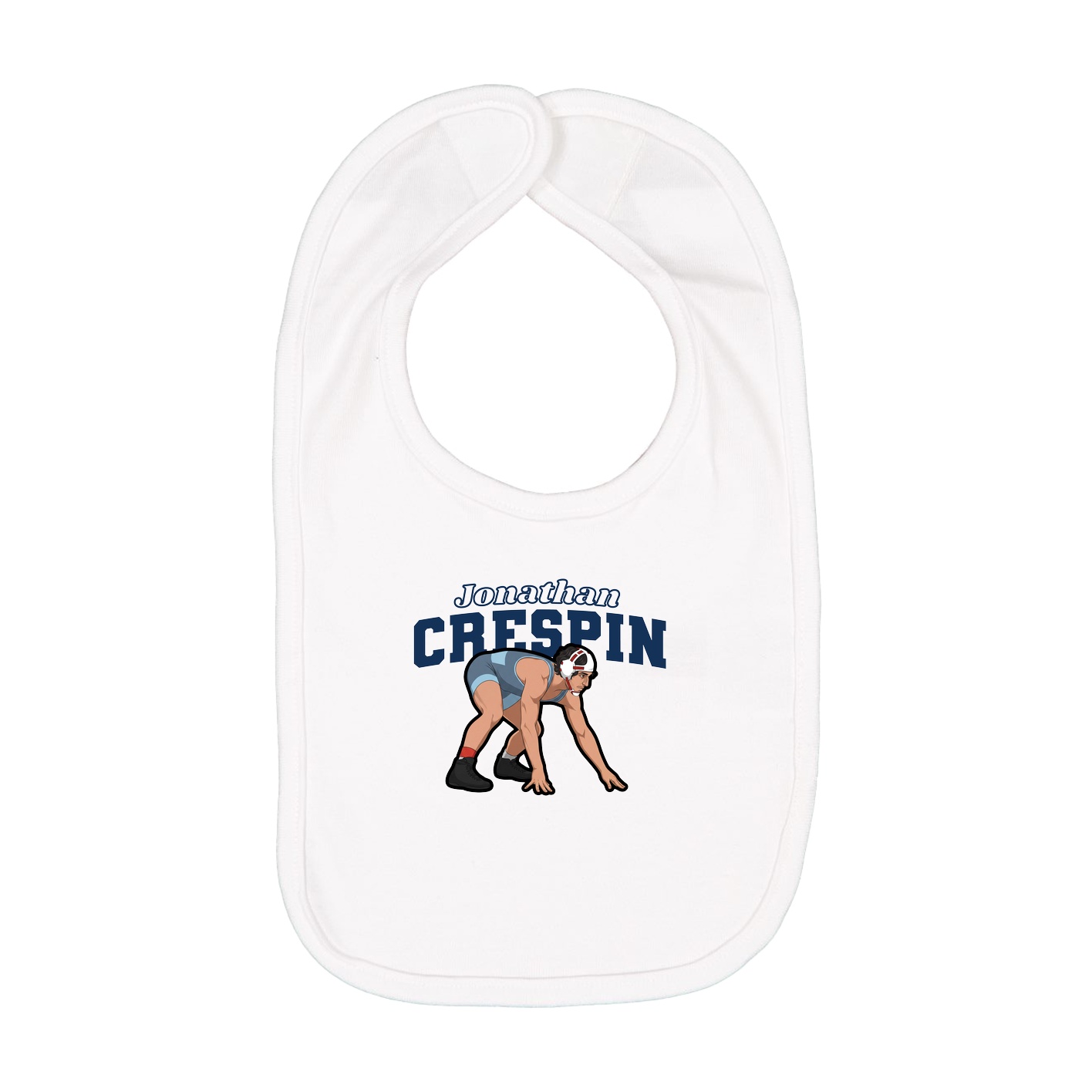 Infant Bib — Name Arch in White