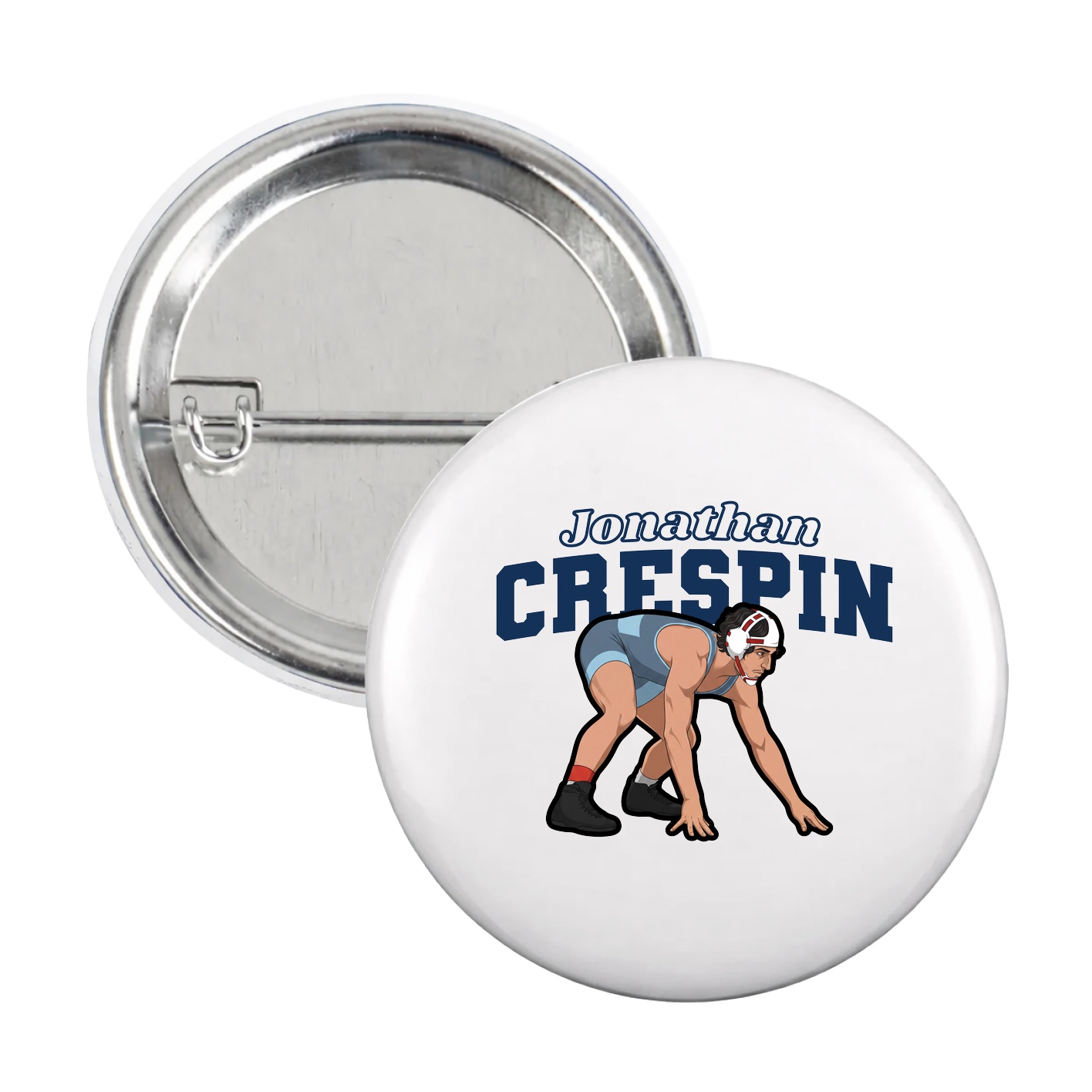 Game Day Button — Name Arch in White