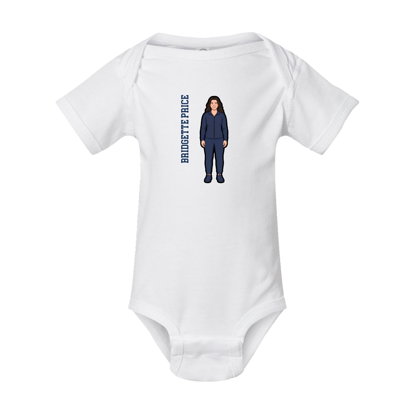 Baby Onesie — Name Vertical in White