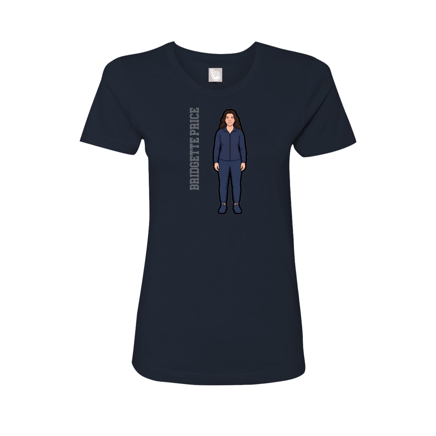 Womens Tee — Name Vertical in Navy