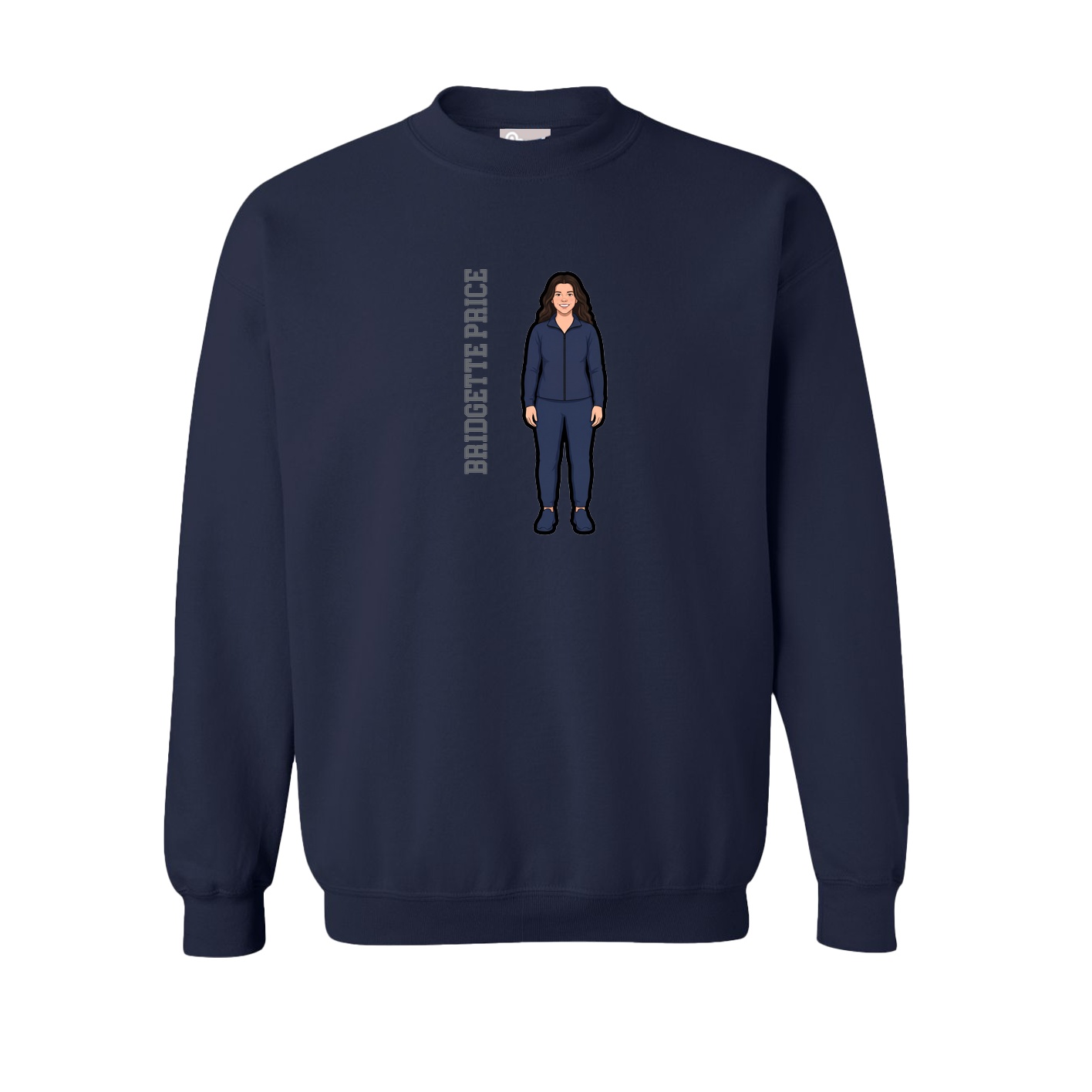 Fleece Crew — Name Vertical in Navy