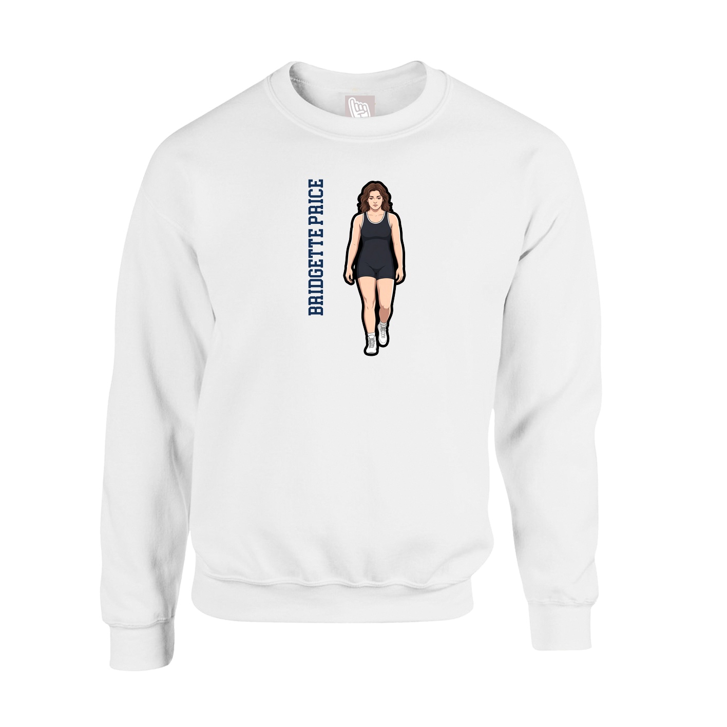 Fleece Crew — Name Vertical in White