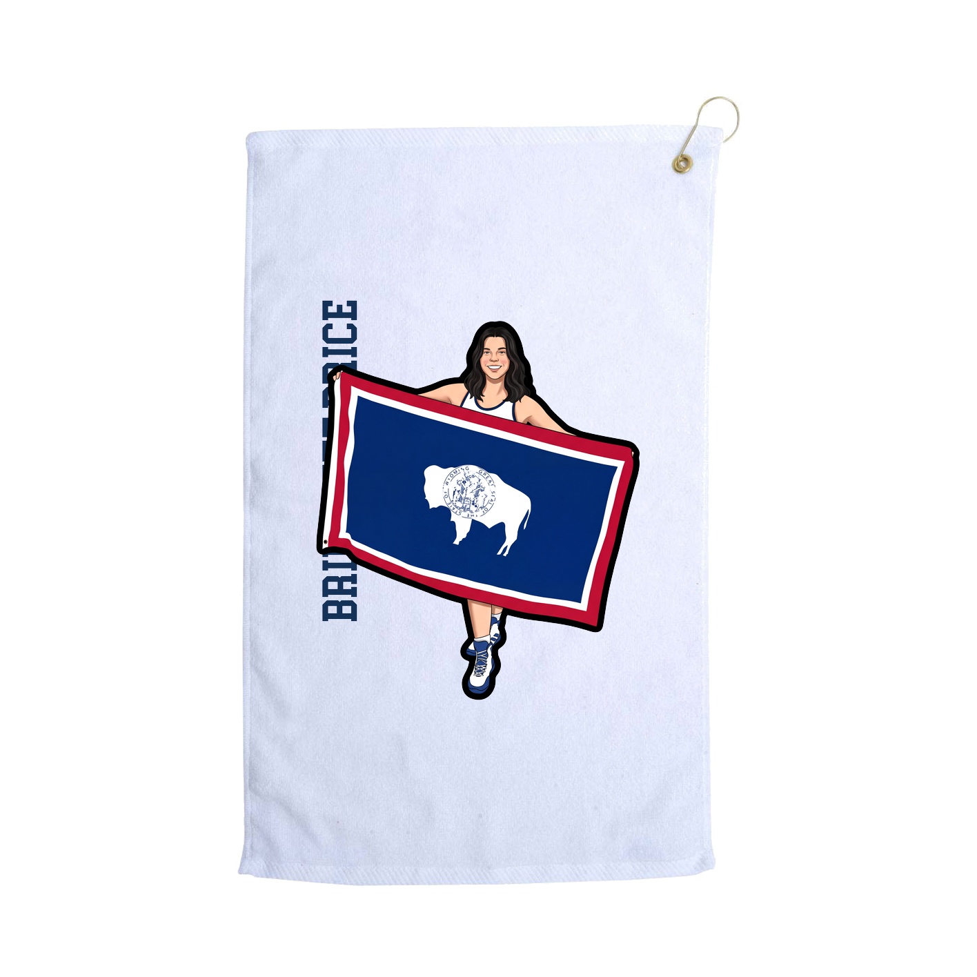 Golf Towel — Name Vertical in White